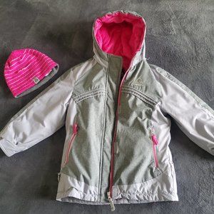 GERRY Girls Winter Jacket with Hat Size XS/5/6 Gray and Pinkl